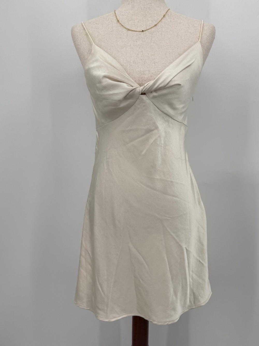 Princess Polly Mini Dress Champagne Satin Slip Bridal Coquette Party Y2K Women 6
